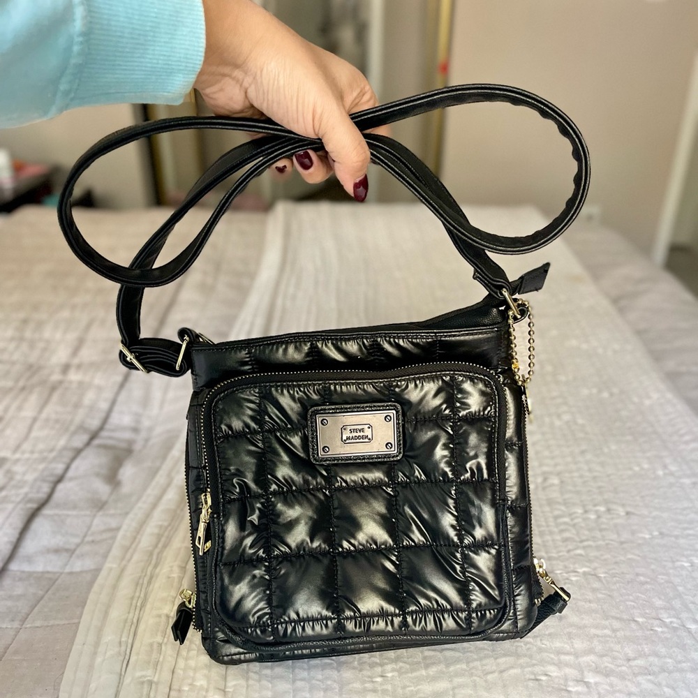 Steve Madden Black Shiny Crossbody Bag